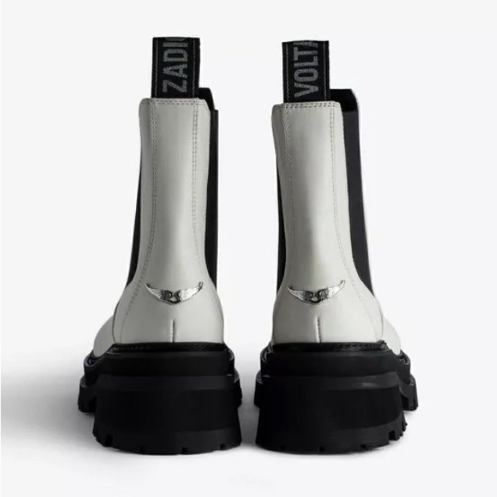 Zadig & Voltaire boots Semy Chelsea Ride platform combat Boot cream New 38/7 - Picture 5 of 17